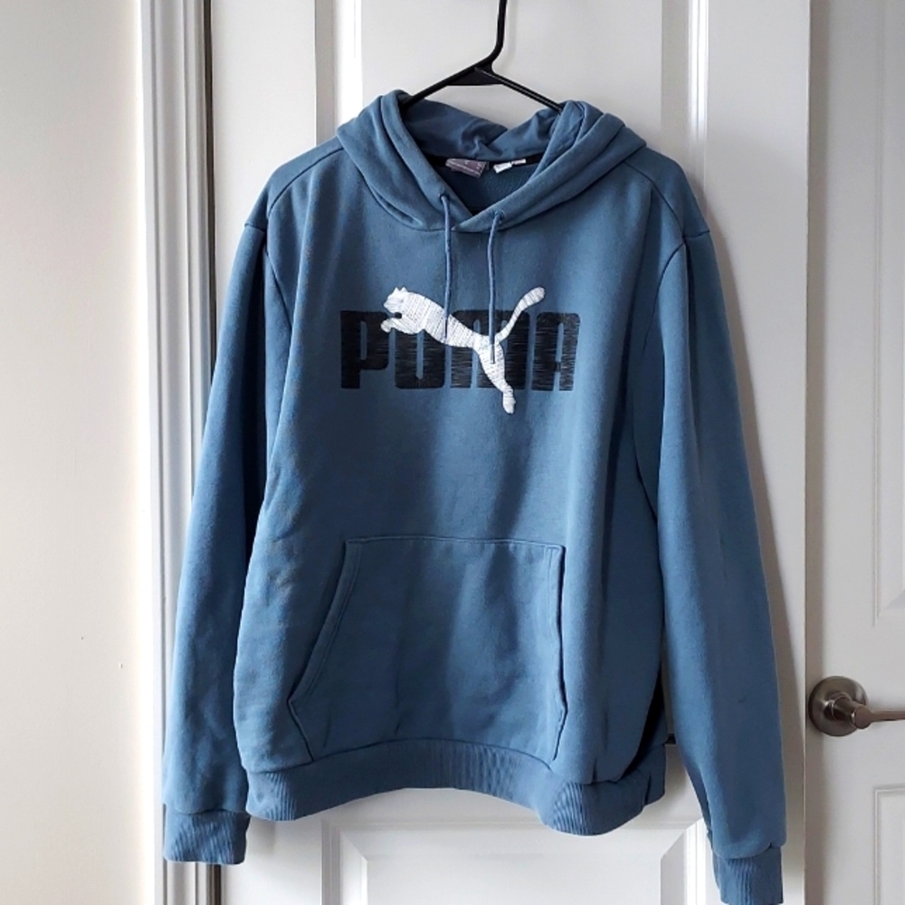 Puma hooded long sleeve pullover xl blue black white